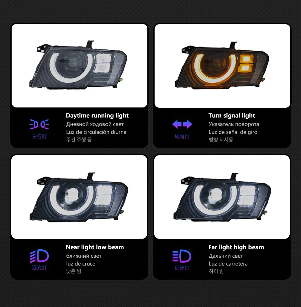 AKD Car Lights for Pajero V73 LED Headlight 2004-2016 Headlights V77 V75 DRL Turn Signal High Beam Angel Signal DRL Accessories