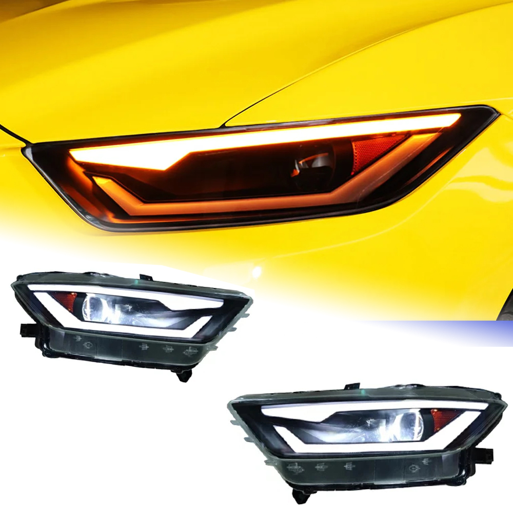 AKD Head Lamp for Ford Mustang LED Headlight 2015-2017 Headlights Mustang DRL Turn Signal High Beam Angel Eye Projector Lens