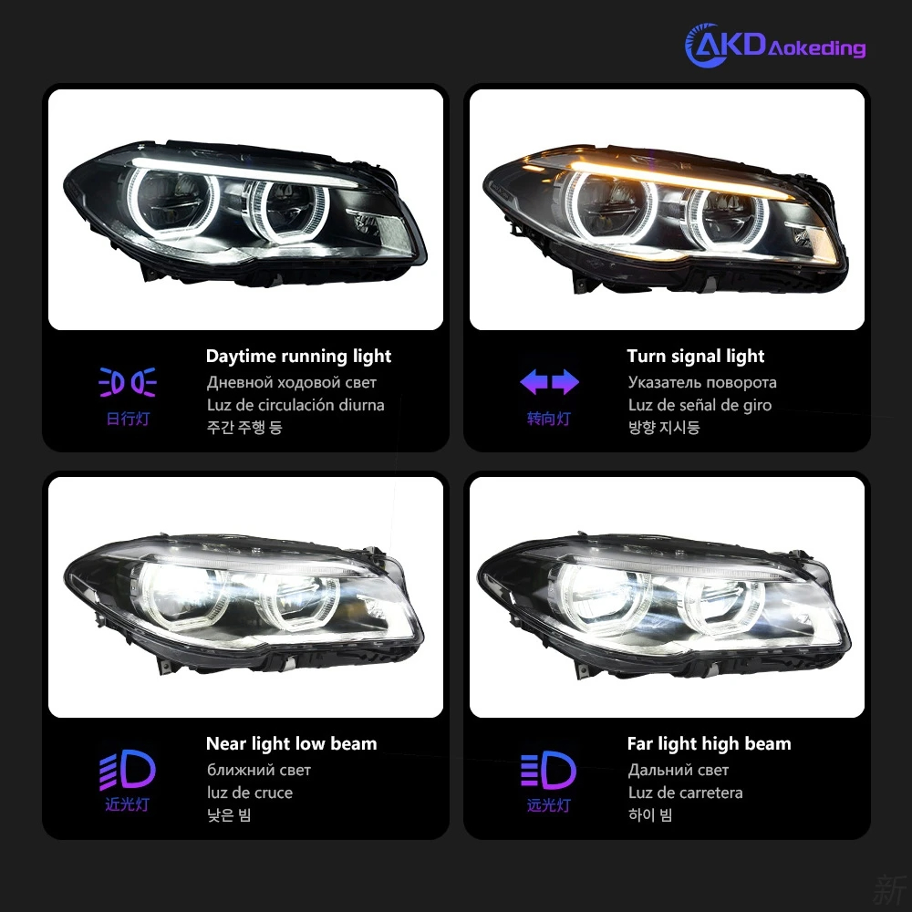 AKD Car Styling Head Lamp for BMW F10 Headlights 2010-2016 520i 525i 530i F18 LED Headlight Projector DRL Automotive Accessories