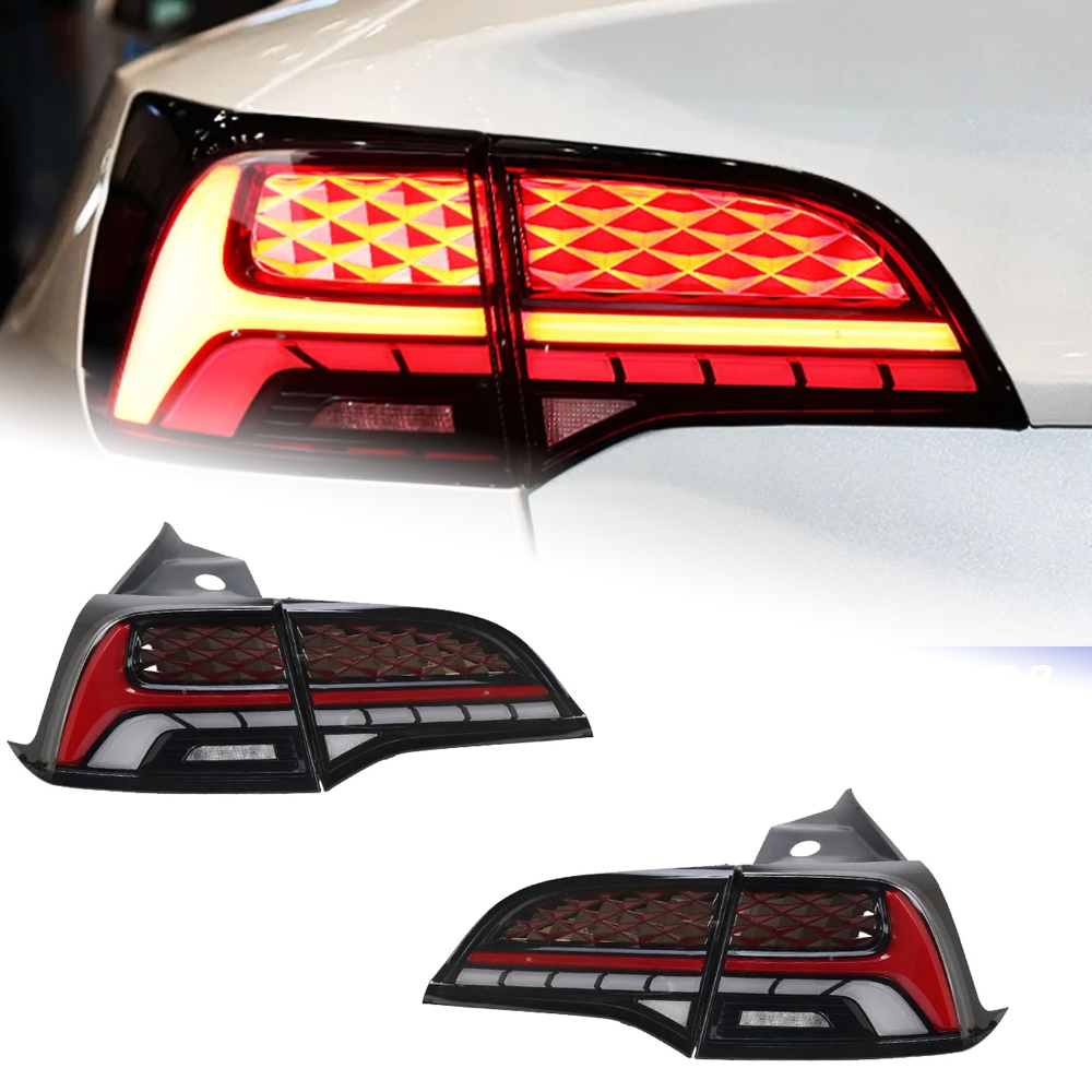 AKD Tail Lamp Tesla Model 3 LED Tail Light Model3 Model Y Rear Fog Brake Turn Signal Automotive Accessories