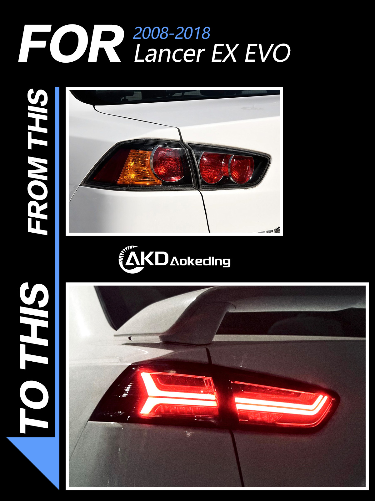 AKD Taillights For Mitsubishi Lancer A6 Tail Lights 2008-2018 Lancer EX EVO LED Tail Lamp Car Styling DRL Dynamic Turn Signal Reverse Auto Accessories