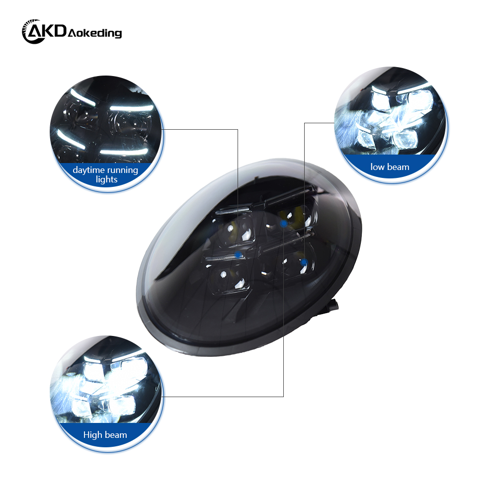 AKD Headlight Assembly Upgrade for 2013-2018 Porsche 911 Models: LED Laser Sequential Turn Signals, Daytime Running Lights, And Bi-xenon Projector Lenses.