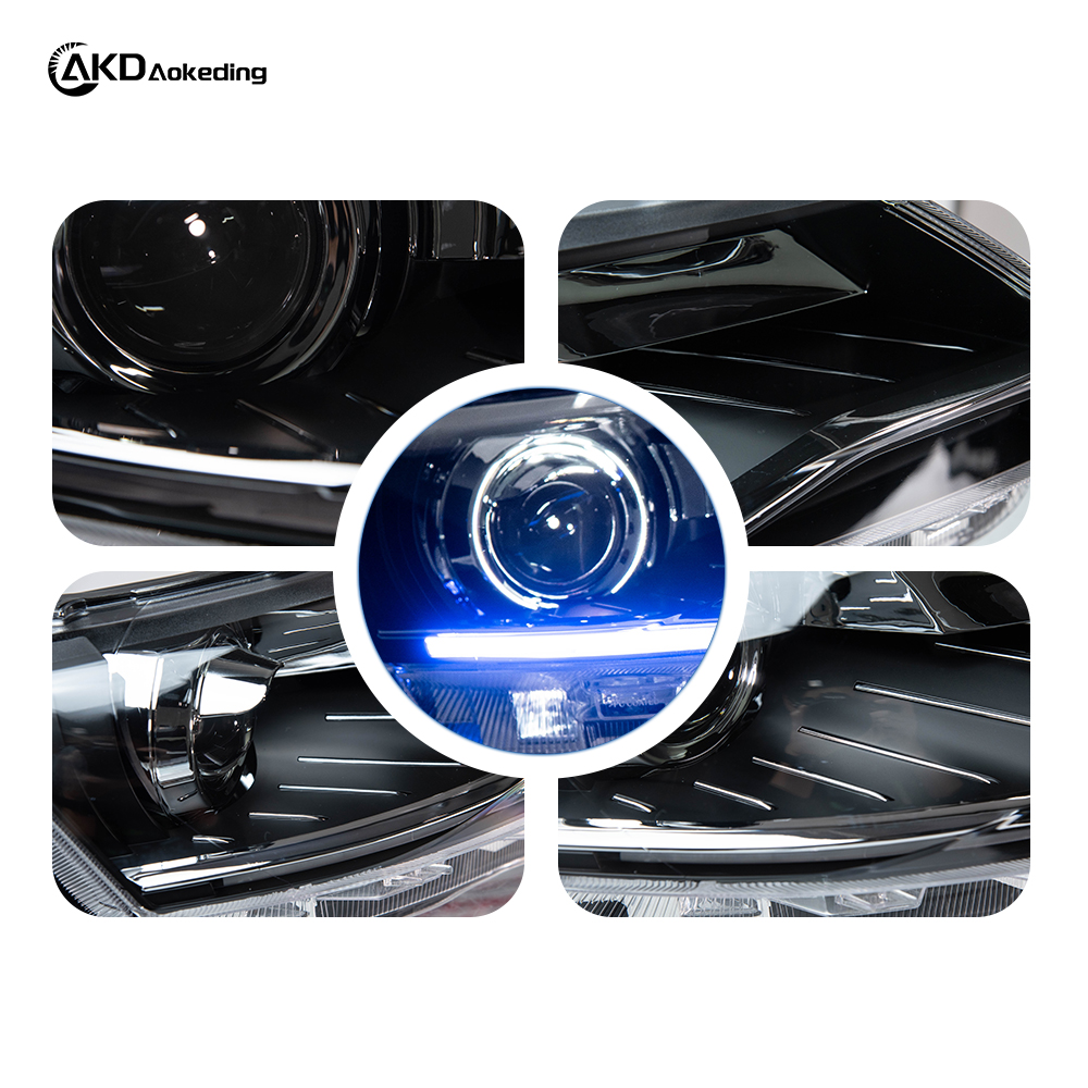 AKD Headlight Assembly Retrofit for 2014-2018 Skoda Rapid with LED Laser Sequential Turn Signals, Daytime Running Lights, And Bi-xenon Projector Lenses.