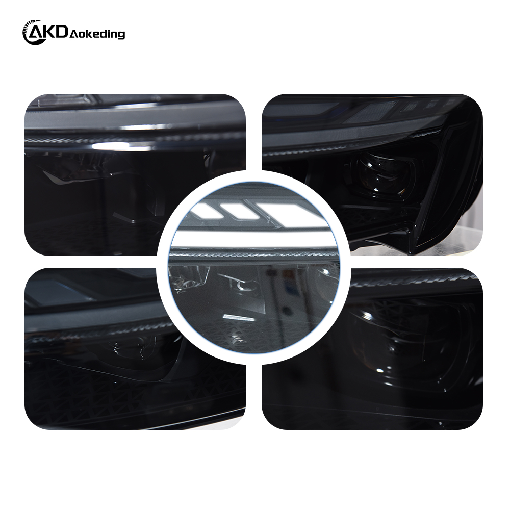 AKD headlight assembly upgrade for 2020-2025 Audi Q7 models: LED laser lens, daytime running lights, and sequential turn signals.