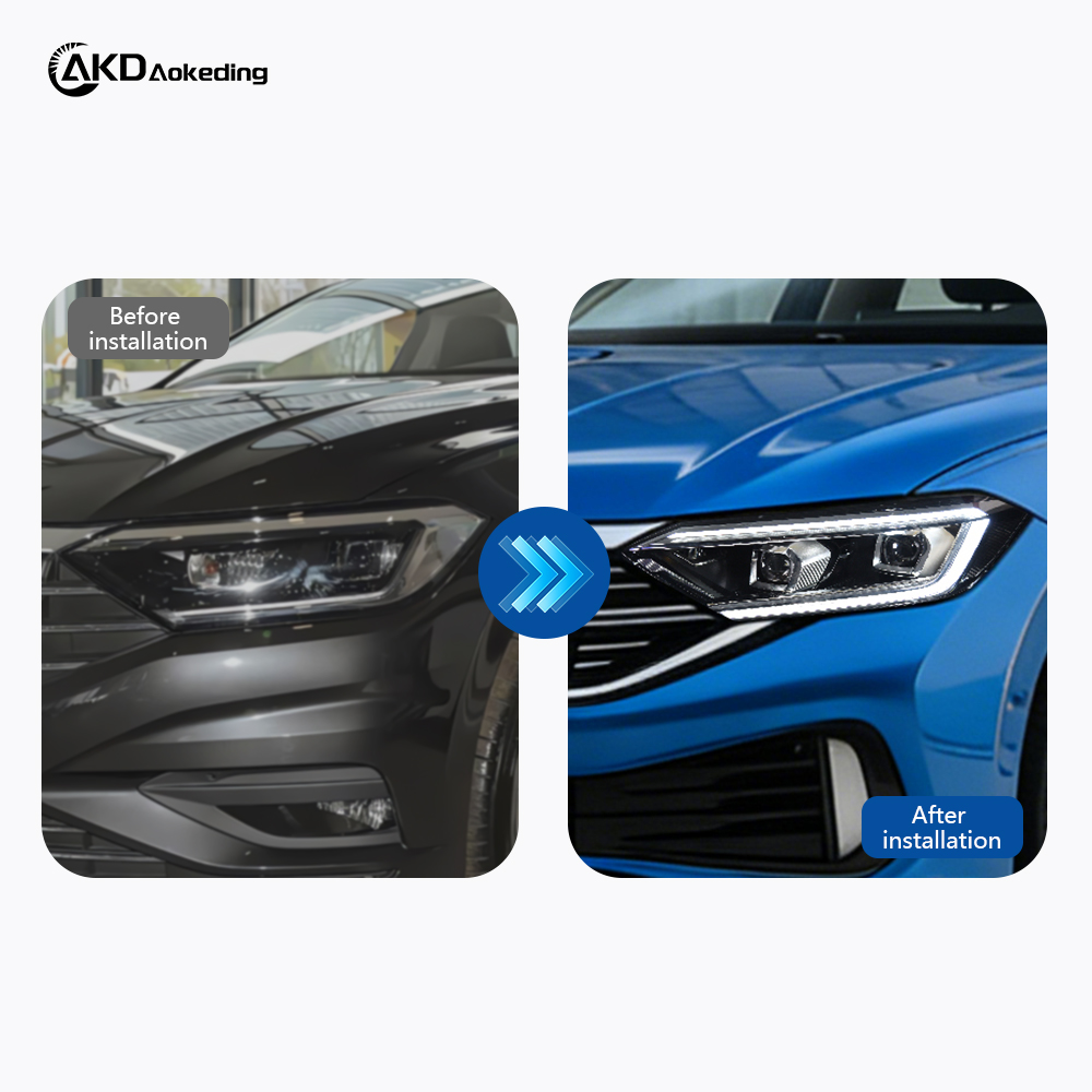 AKD is suitable for 2019-2023 Volkswagen Jetta MK7 models, and is a high-spec LED projector headlight assembly with sequential turn signals.