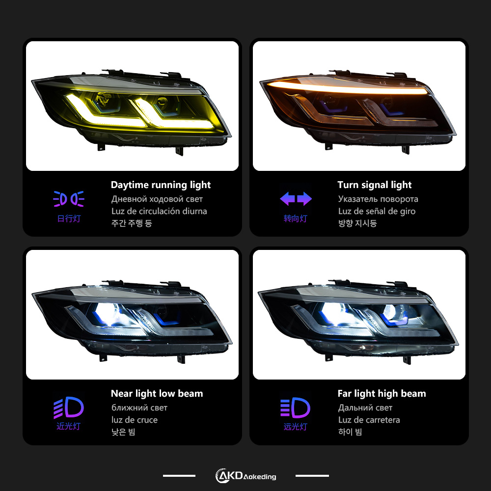 AKD Car Styling Head Lamp for BMW E90 Headlights 2005-2012 320i 318i 323i 3 Series LED Headlight DRL Hid Bi Xenon Beam Accessories