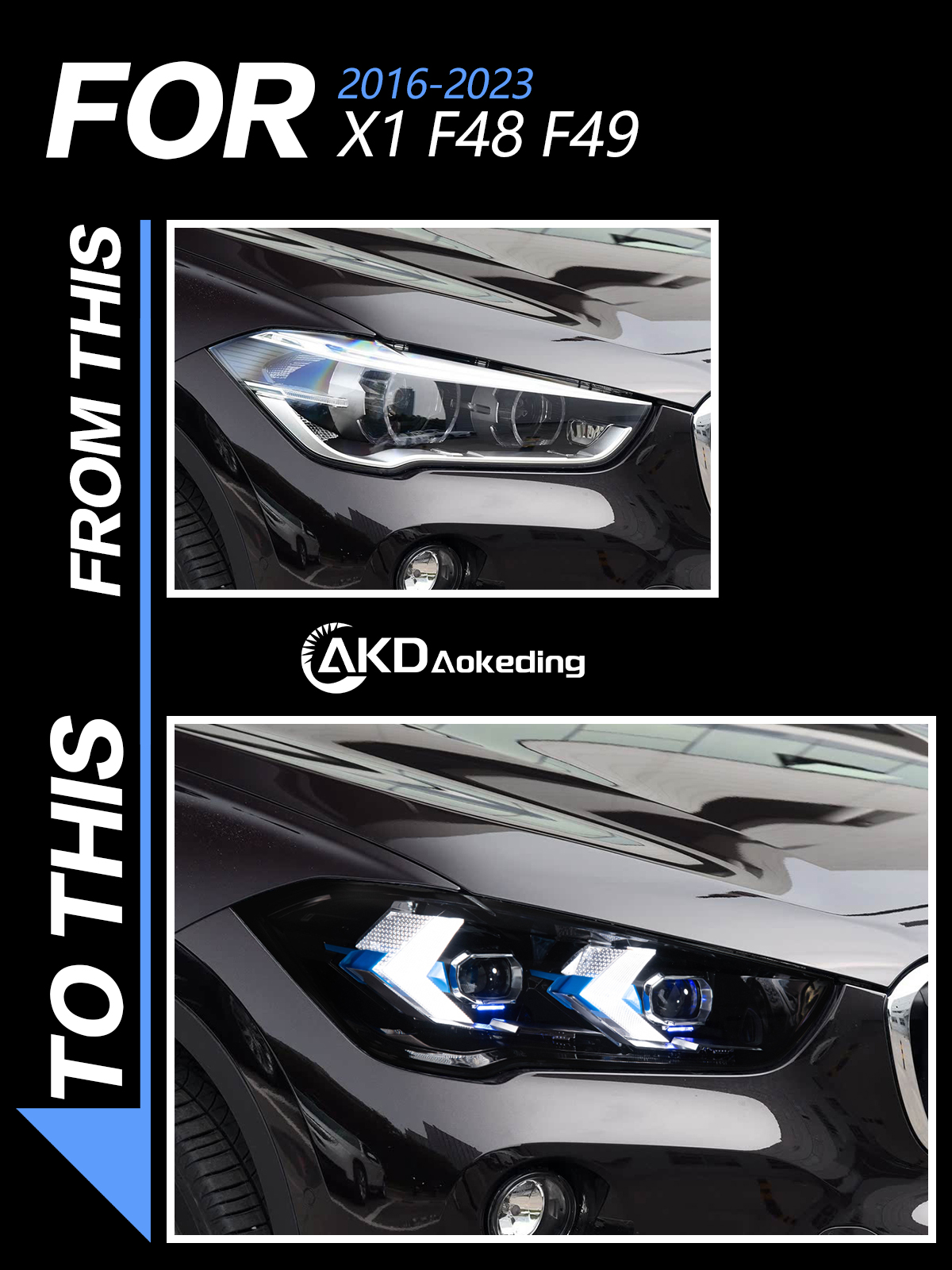 AKD Car Lights For Bmw X1 F48 2016-2019 LED Headlight Modified Head Lamp LED Beam DRL Signal Upgrade Automotive Accessories