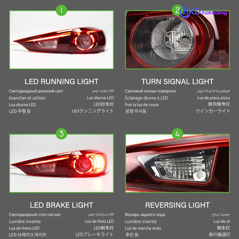 AKD Car Styling for Mazda 3 Tail Lights 2014-2018 Mazda3 Axela Sedan LED Tail Lamp LED DRL Signal Brake Reverse auto Accessories