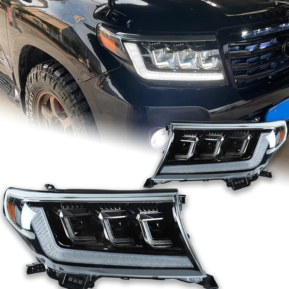 AKD Car Styling for Toyota Land Cruiser Headlights 2008-2015 LC200 LED Headlight DRL LED Projector Lens Automotive Accessories