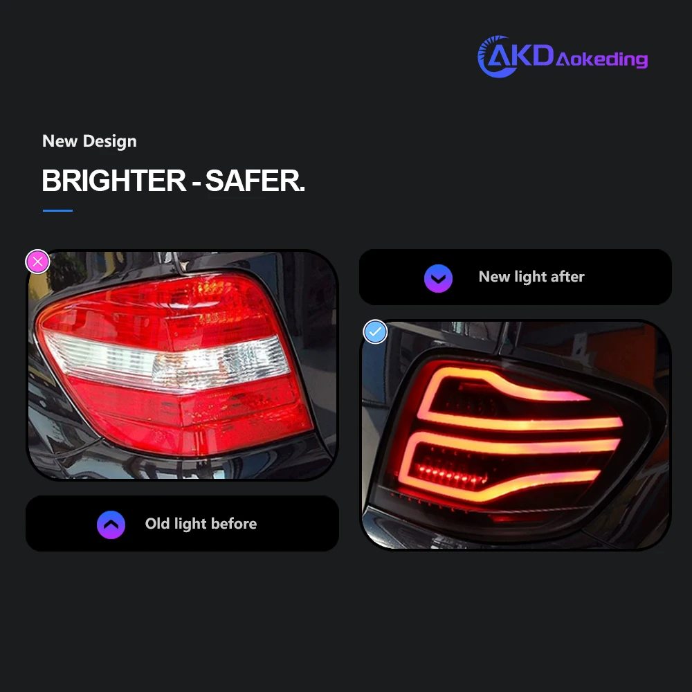 AKD Car Styling for Benz W164 Tail Lights 2005-2008 ML350 ML400 ML500 LED Tail Lamp DRL Signal Brake Reverse auto Accessories