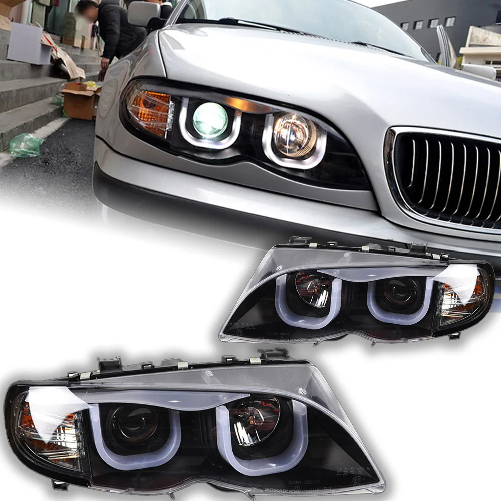 AKD Car Styling for BMW E46 Headlights 2002-2006 320i 318i 323i 325i Headlight DRL Head Lamp Angel Eye Bi Xenon Beam Accessories