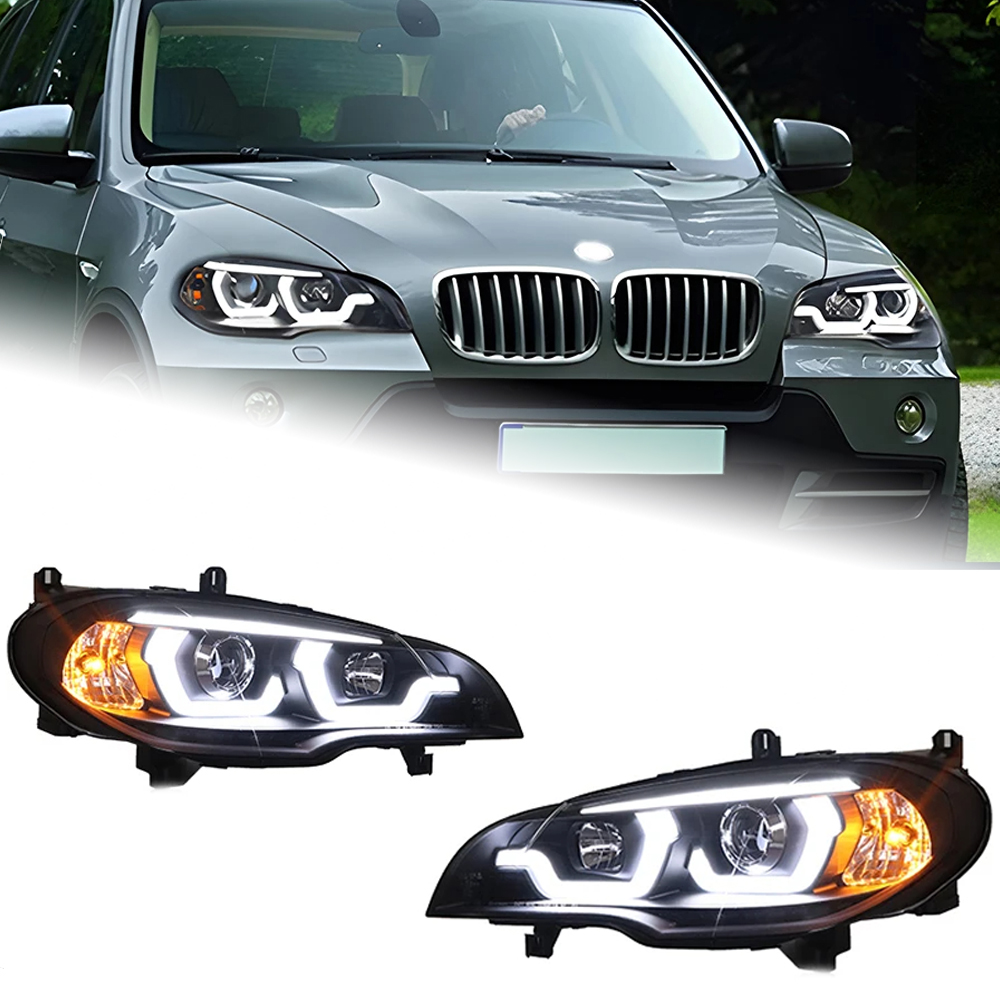 AKD Car Lights for BMW X5 E70 2007-2013 LED Auto Headlight Assembly Upgrade Angel Eye Signal Lamp Projector Lens Tool Accessories