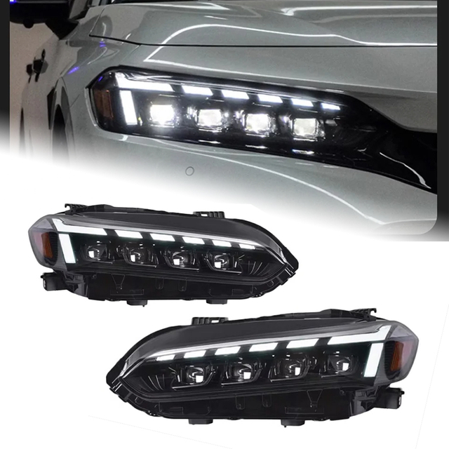 AKD Auto Parts For Honda CIVIC 11th Headlights 2022 2023 RS5 Styling LED Daytime Lights Dual Projector DRL Car Accesorios Modified