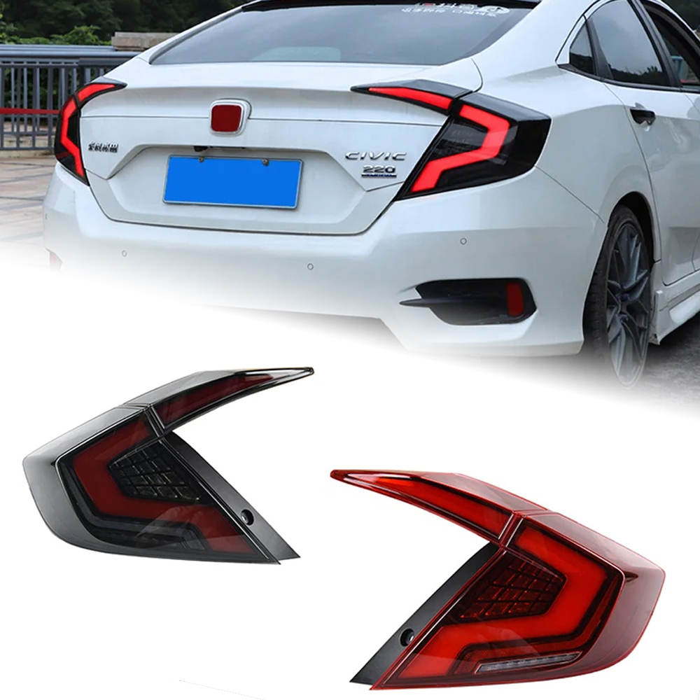 AKD Car Lights For Honda Civic X 2016-2021 10th Sedan LED Auto Taillight Assembly Rear Dynamic Highlight Signal Lamp Tools Accessories