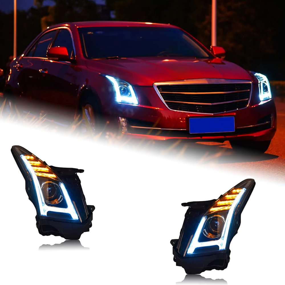 AKD Head Lamp for Cadillac ATS LED Headlight 2014-2018 Headlights ATS-L DRL Turn Signal High Beam Angel Eye Projector