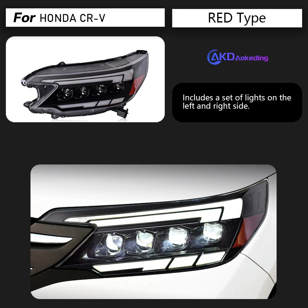 AKD Car Lights For CRV 2012-2014 CR-V LED Auto Headlight Assembly Upgrade Projector 4 Lens Dynamic Signal Lamp Tool Accessories