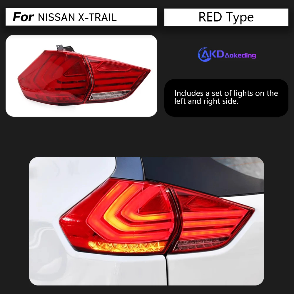 AKD Car Styling for Nissan X-trail Tail Lights 2014-2017 Rouge LED Tail Lamp DRL Signal Brake Reverse auto Accessories