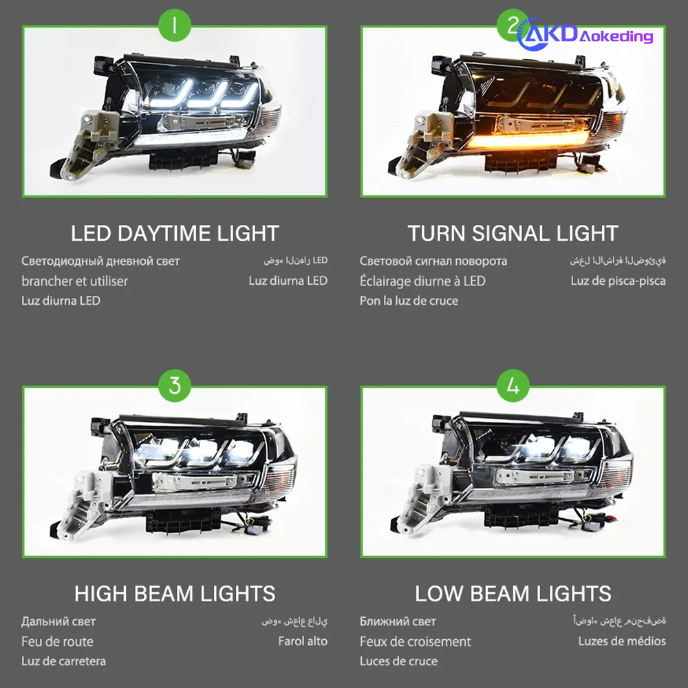 AKD Car Styling Head Lamp for Toyota Land Cruiser Headlights 2016-2020 Lexus Design LC200 LED Headlight LED DRL Auto Accessories