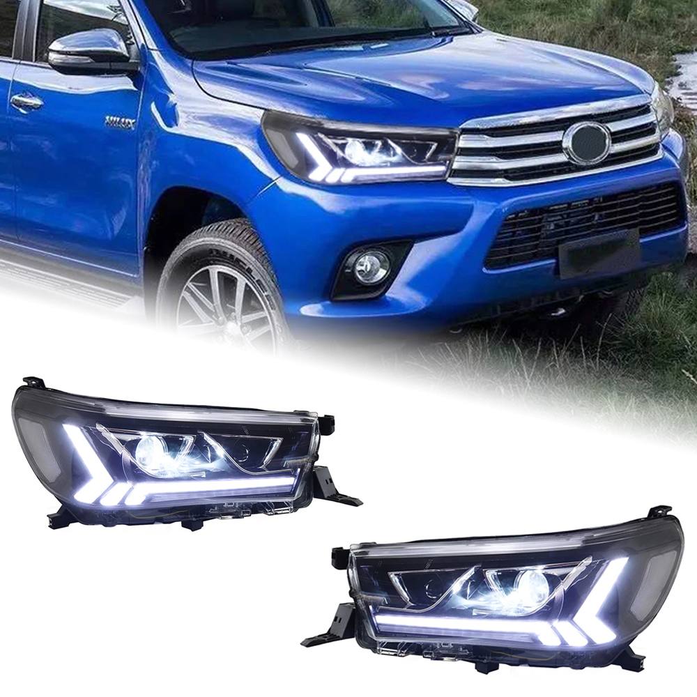 AKD Car Lights For Toyota Hilux Revo Rocco Vigo 2015-2021 LED Auto Headlights Assembly Upgrade Bicofal Lens Signal Lamp Tool Accessories