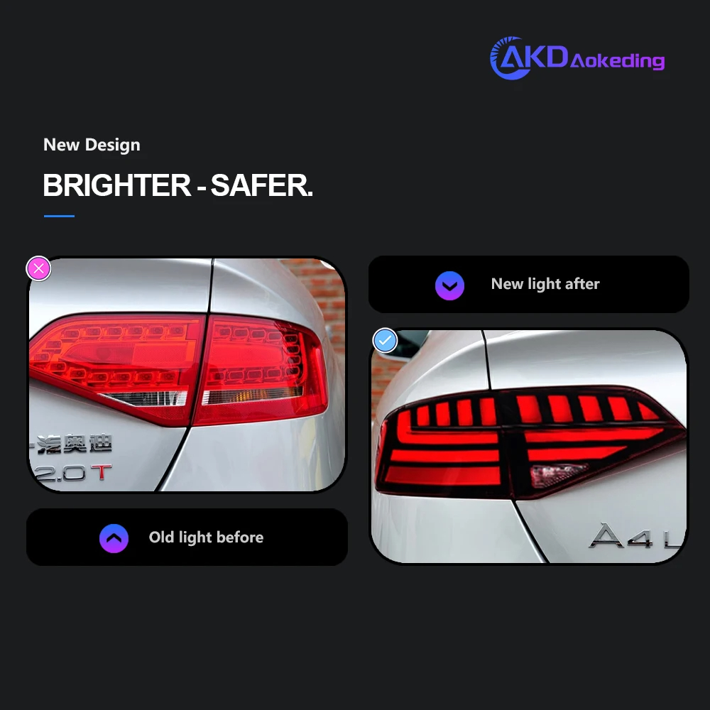 AKD Tail Lamp for Audi A4 B8 LED Tail Light 2009-2012 A4L Rear Fog Brake Turn Signal Automotive Accessories