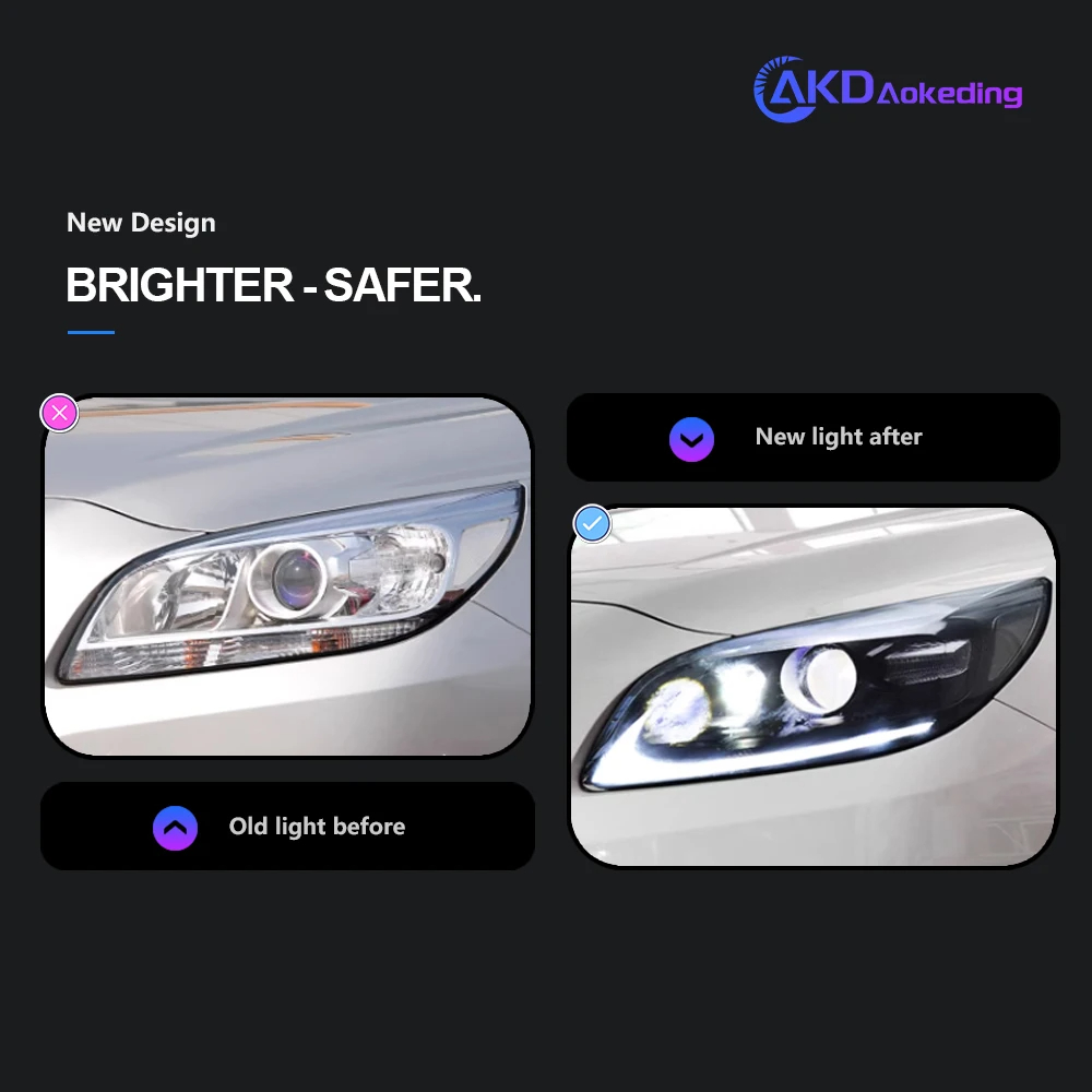 AKD Head Lamp for Chevrolet Malibu LED Headlight 2012-2016 Headlights Malibu DRL Turn Signal High Beam Angel Eye Projector Lens