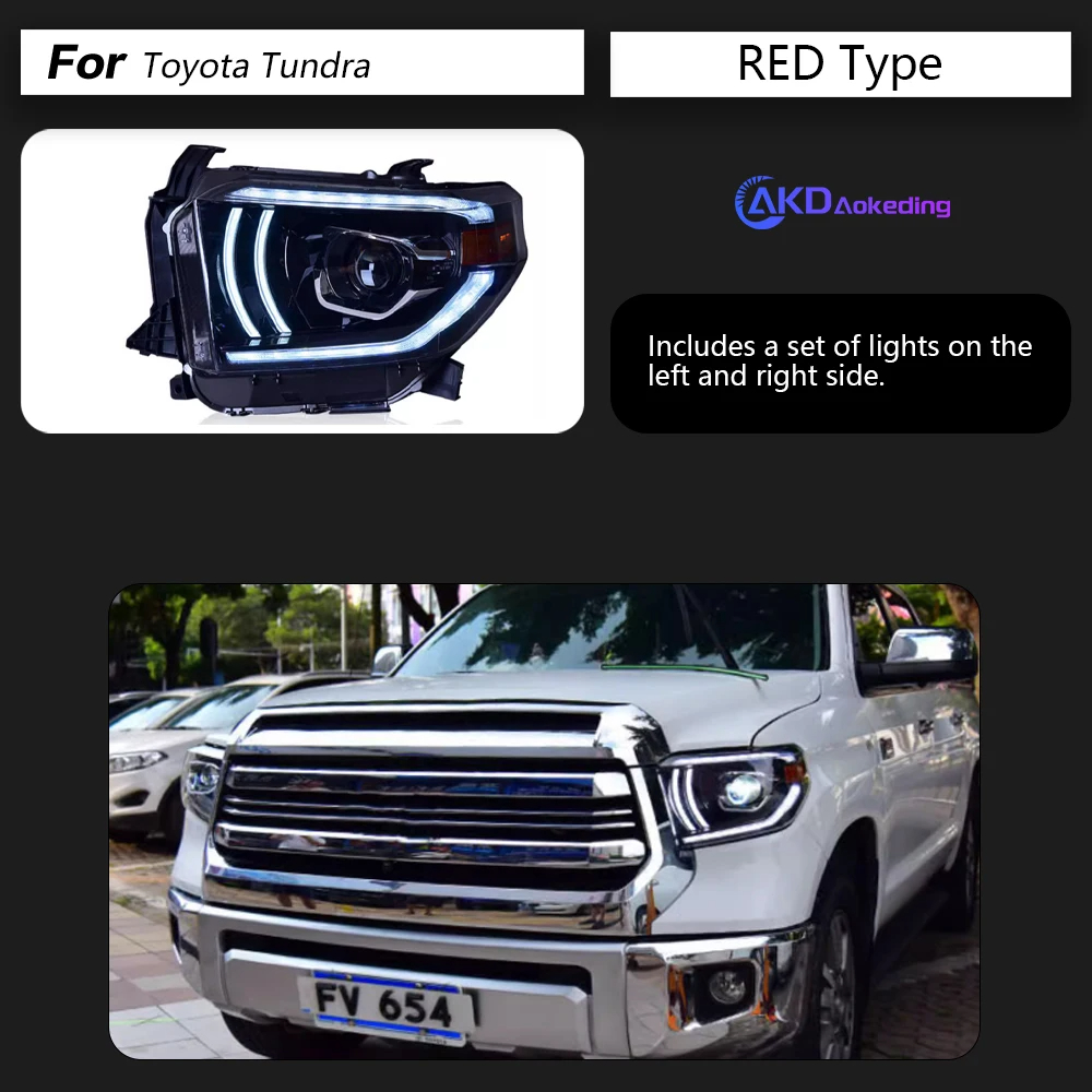 AKD Head Lamp for Toyota Tundra LED Headlight 2014-2019 Headlights Tundra DRL Turn Signal High Beam Angel Eye Projector Lens