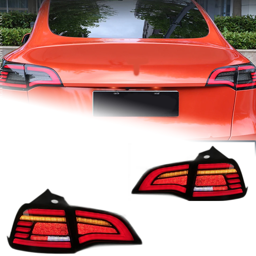 AKD Car Lights For Tesla Model 3 2017-2022 Model Y LED Auto Taillights Assembly Upgrade Hawkeye Design Signal Lamp Tool Accessories