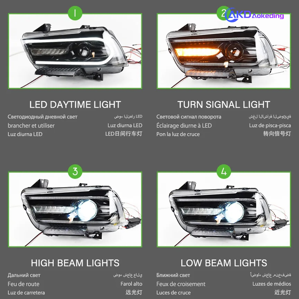 AKD Car Styling for Dodge Charger Headlights 2011-2014 Charger LED Headlight Dynamic Signal Led Drl Bi Xenon Auto Accessories