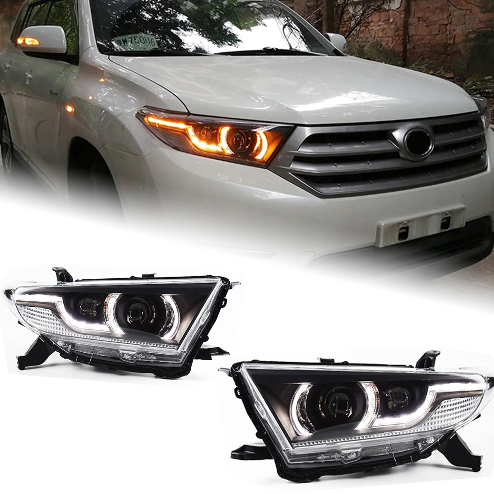 AKD Car Lights for Toyota Highlander 2012-2014 Kluger LED Headlights Assembly Upgrade RR Aurora Design Bifocal Lens Tool Accessories