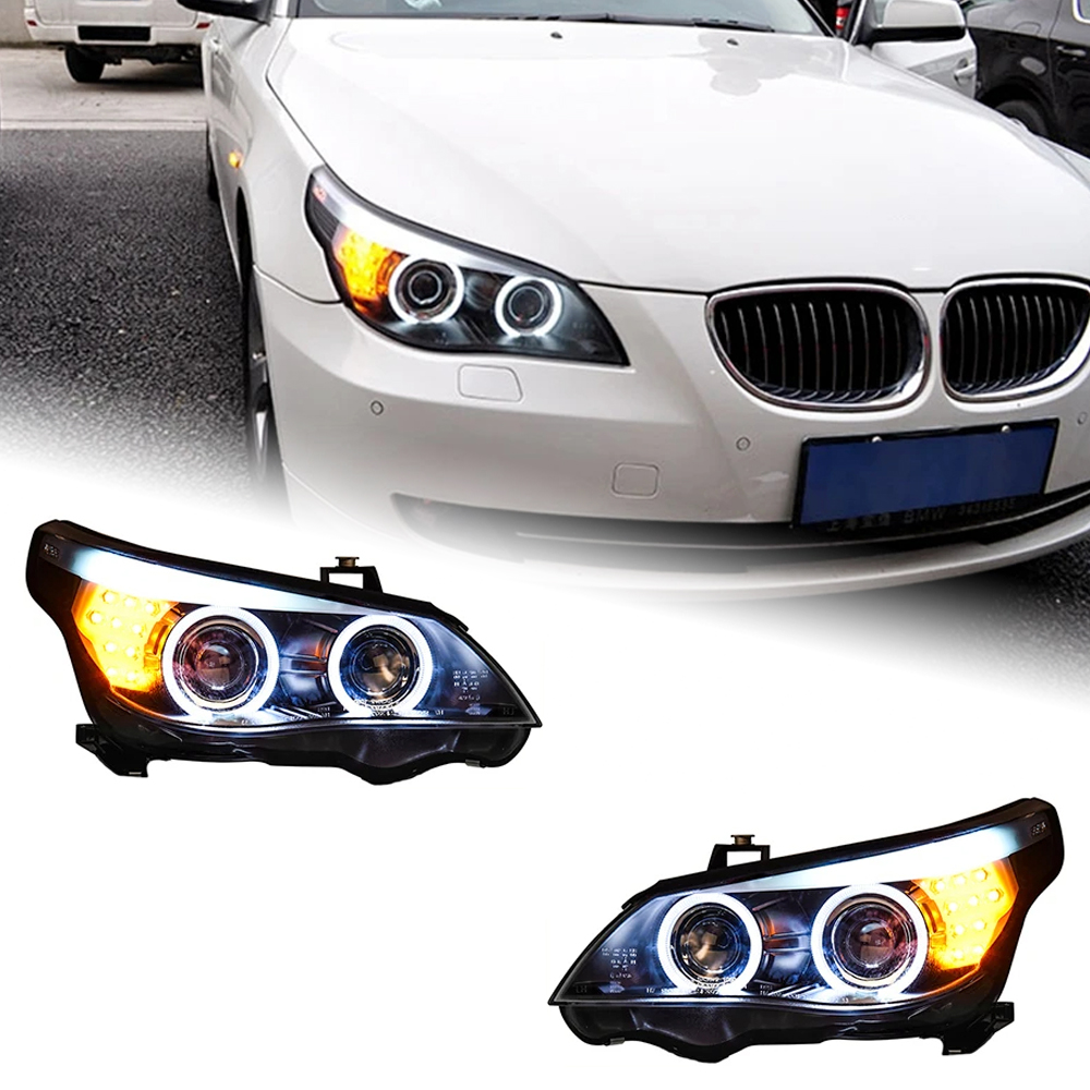 AKD Car Lights For BMW E60 2003-2010 5 Series 520i LED Auto Headlight Assembly Upgrade Angel Eyes Design Bicofal Lens Accessories