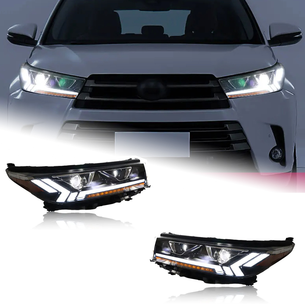 AKD Head Lamp for Toyota Highlander LED Headlight 2018-2020 Headlights DRL Turn Signal High Beam Angel Eye Projector Lens