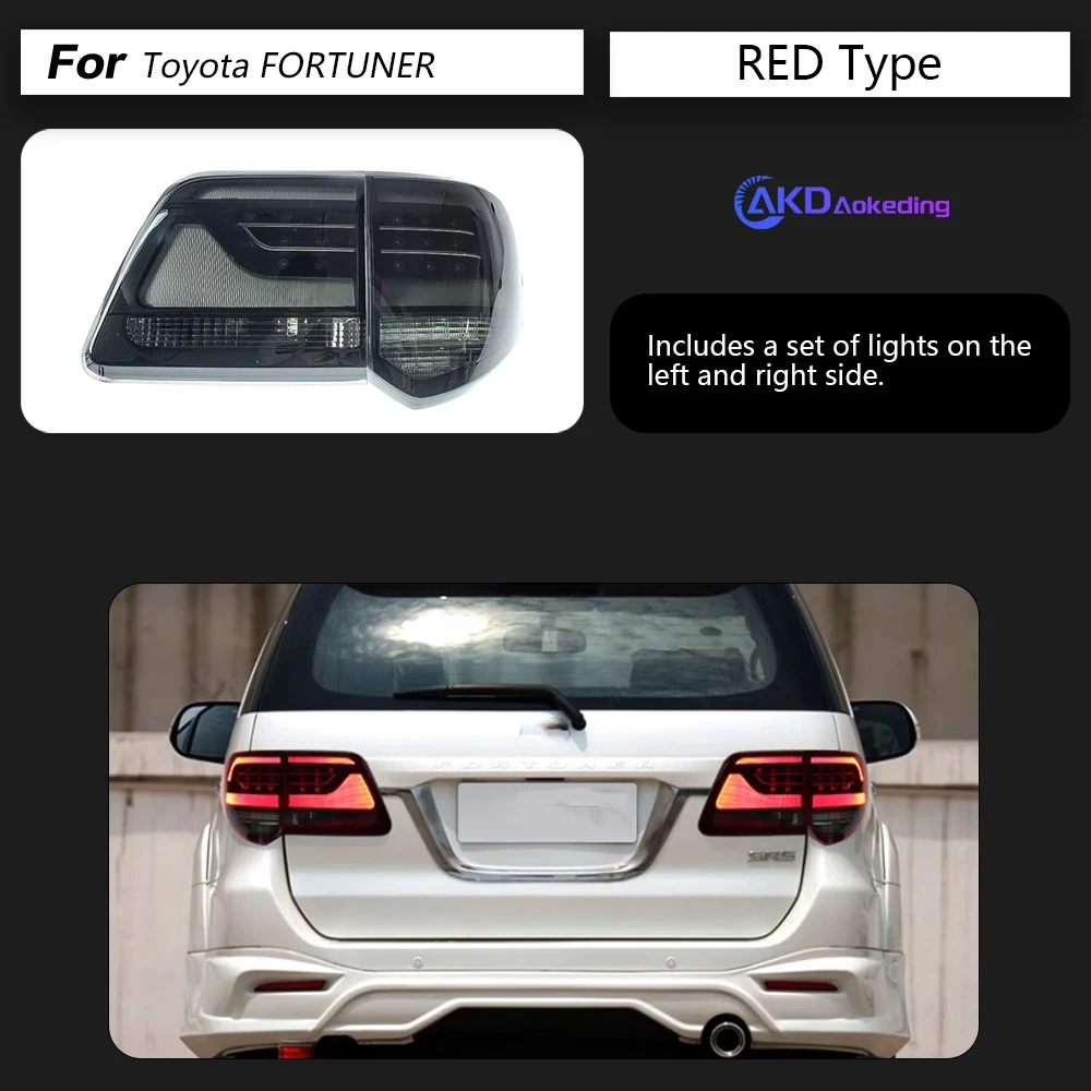 AKD Car Styling for Toyota Fortuner LED Tail Light 2011-2015 Fortuner Rear Fog Brake Turn Signal auto Accessories