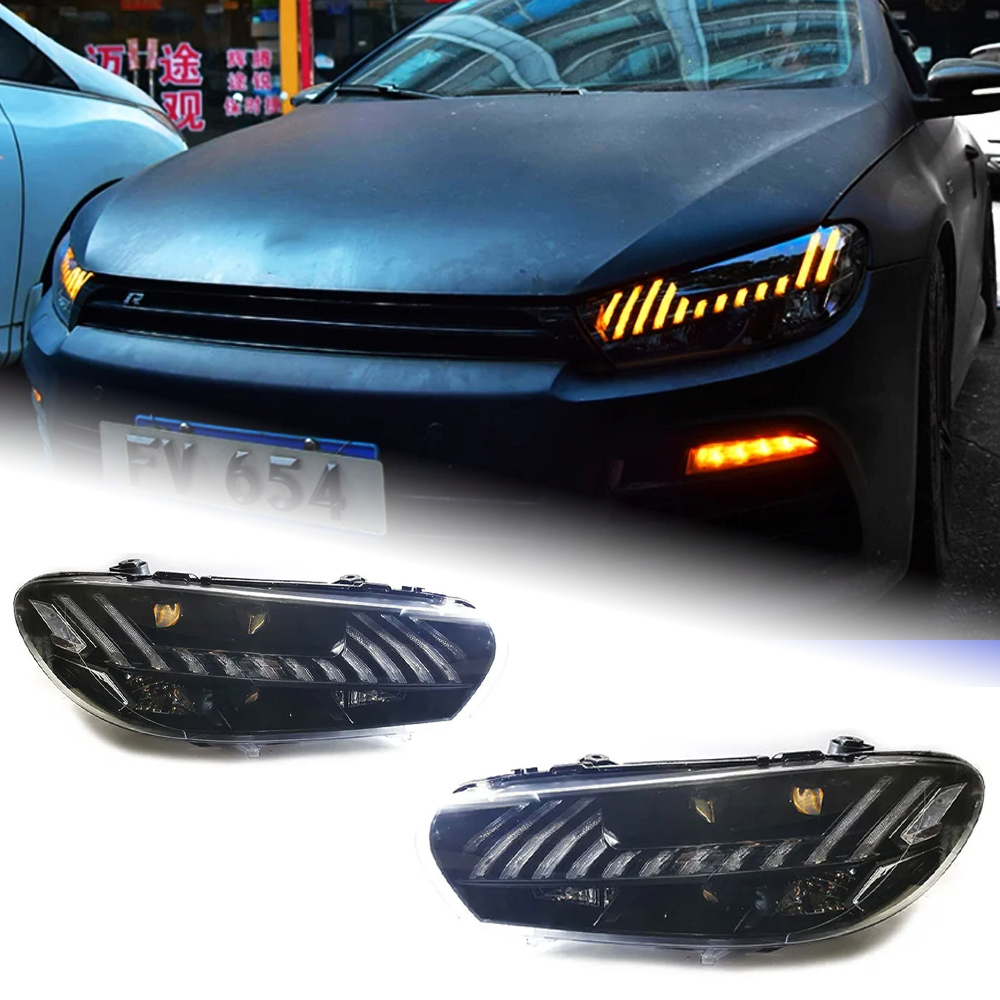 AKD Head Lamp for VW Scirocco R LED Headlight 2008-2017 Headlights Scirocco DRL Turn Signal High Beam Angel Eye Projector Lens