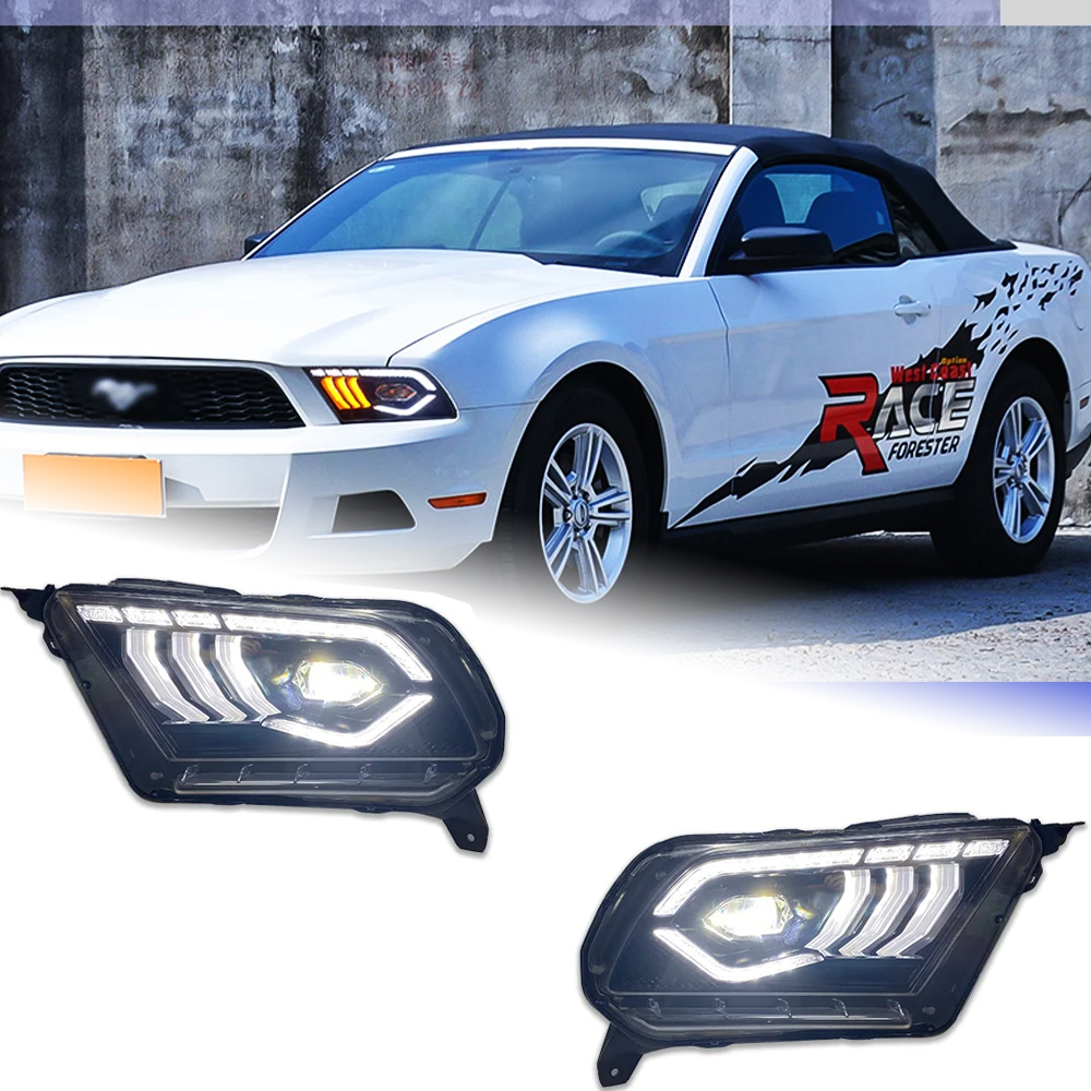 AKD Head Lamp for FORD Mustang LED Headlight 2010-2014 Headlights Mustang DRL Turn Signal High Beam Angel Eye Projector Lens