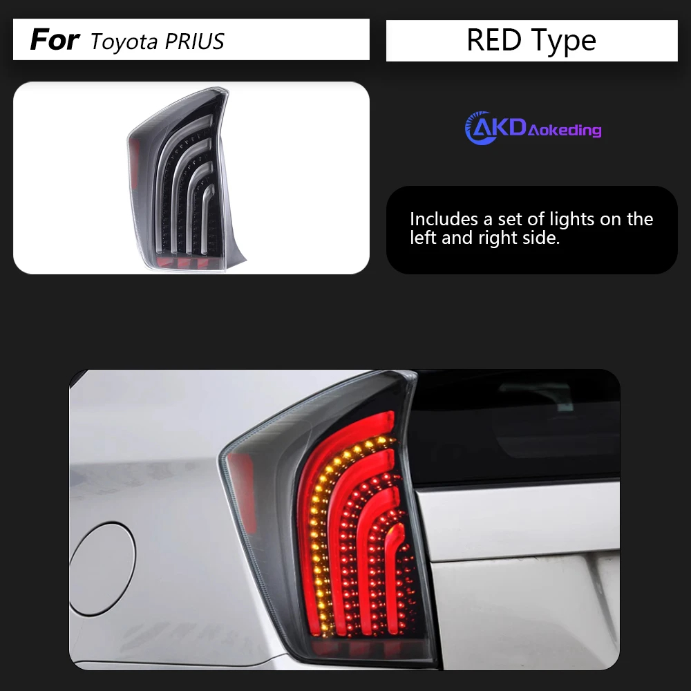 AKD Tail Lamp for Toyota PRIUS Hybrid LED Tail Light 2009-2014 PRIUS Rear Fog Brake Turn Signal Automotive Accessories