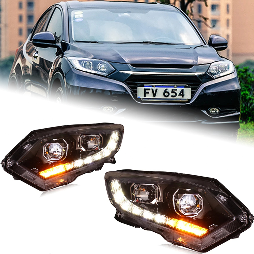 AKD Head Lamp for Honda HR-V LED Headlight 2015-2019 Headlights HRV Vezel DRL Turn Signal High Beam Angel Eye Projector Lens