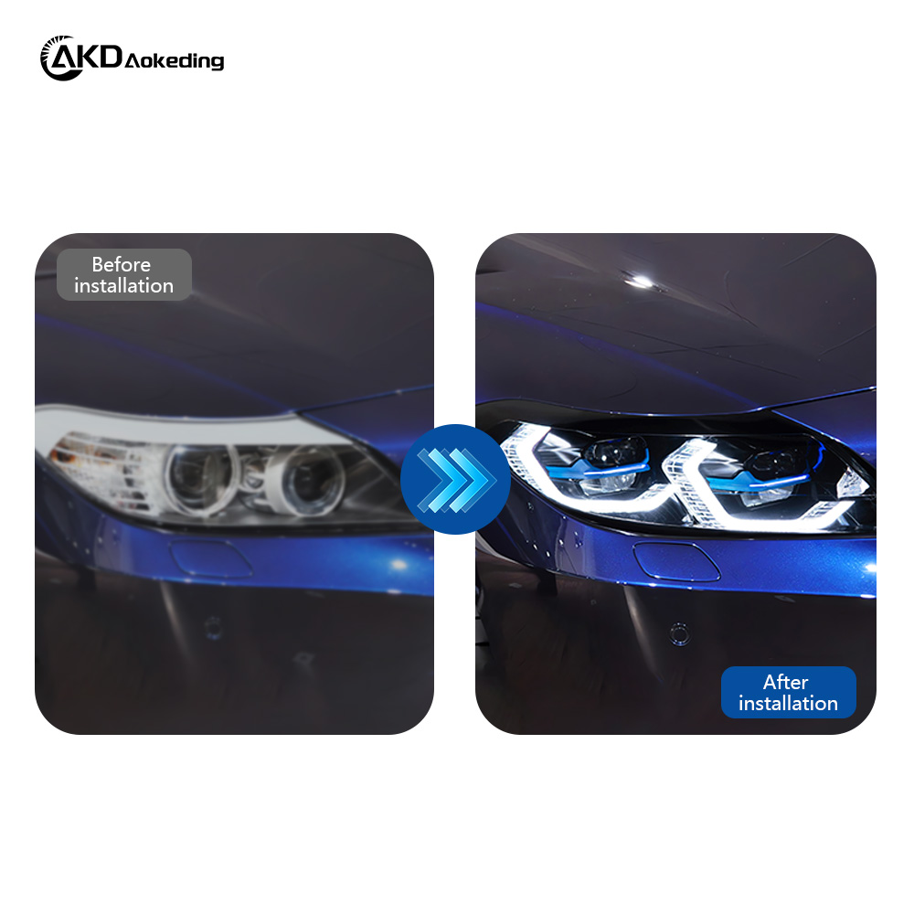 AKD Headlight Assembly Upgrade for 2009-2016 BMW Z4 E89 Models: LED Laser Sequential Turn Signals, Daytime Running Lights, And Bi-xenon Projector Lenses.