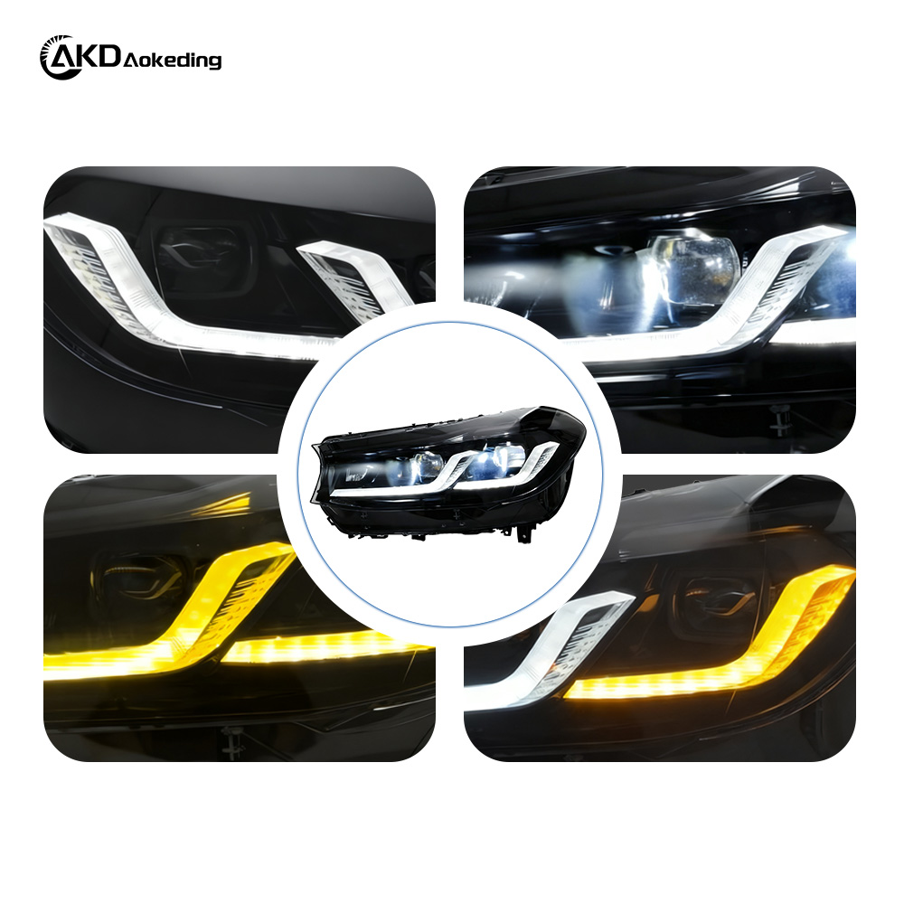 AKD Headlight Assembly Upgrade for 2017-2021 BMW 6 Series GT Models: LED Laser Sequential Turn Signals, Daytime Running Lights, And Bi-xenon Projector Lenses.