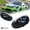 AKD Headlight Assembly Upgrade for 2013-2018 Porsche 911 Models: LED Laser Sequential Turn Signals, Daytime Running Lights, And Bi-xenon Projector Lenses.