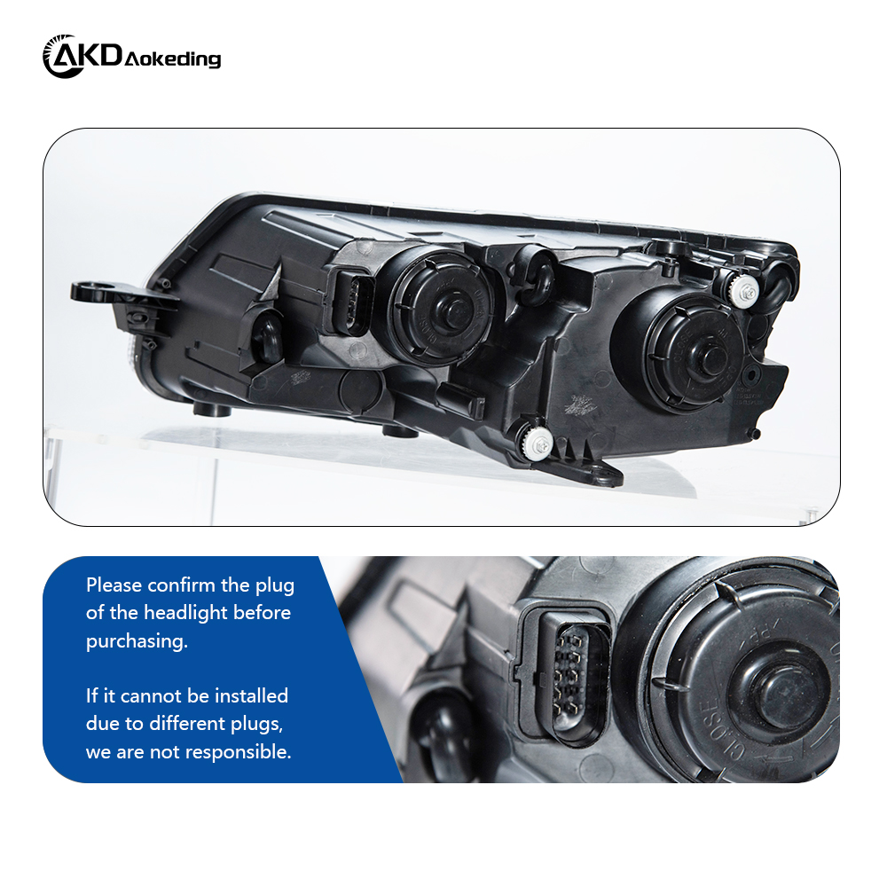 AKD Headlight Assembly Upgrade for 2014-2018 Skoda Octavia Models with LED Laser Sequential Turn Signals, Daytime Running Lights, And Bi-xenon Projector Lenses.