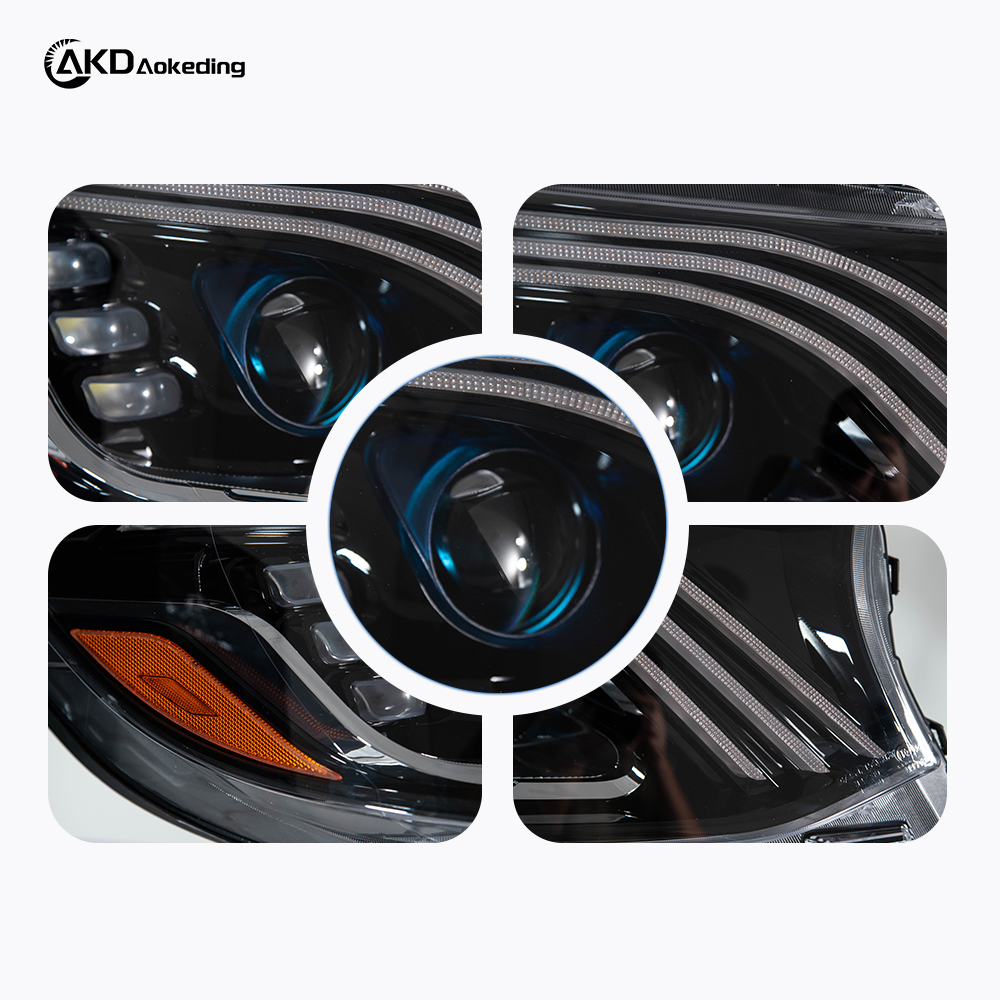 AKD Headlight Assembly Upgrade for 2019-2023 Mercedes-Benz Sprinter Models: LED Laser Sequential Turn Signals, Daytime Running Lights, And Bi-xenon Projector Lenses.