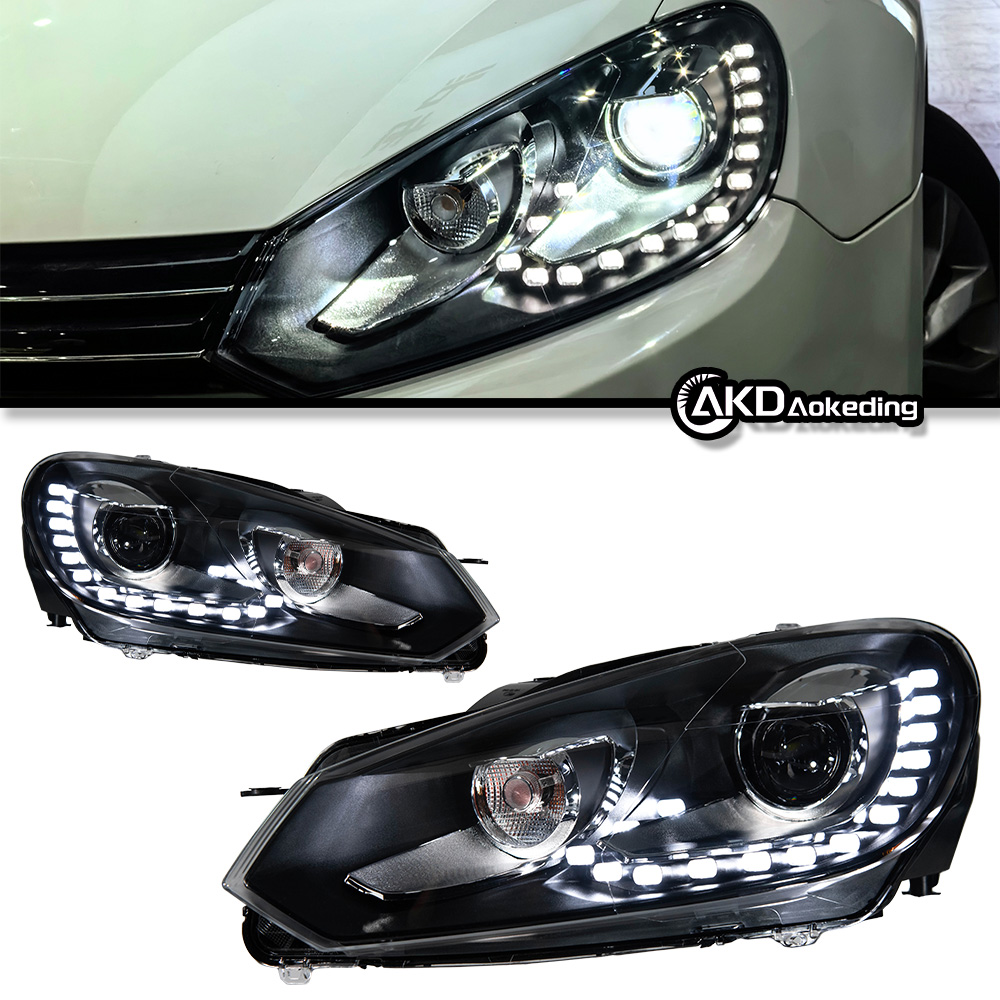 AKD Headlight For VW 2009-2012 Headlight Styling Golf 6 Assembly Modification R20 Tear Eye Led Signal Head Lamp Angel Eye Bi Xenon Beam Accessoires