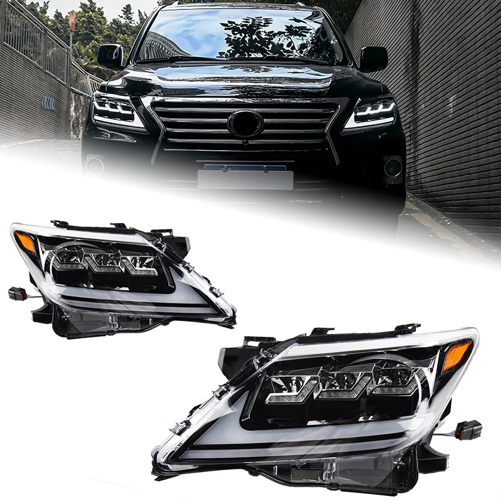 AKD Car Styling Head Lamp for LX570 Headlights 2008-2015 LX570 LED Headlight LED DRL Projector Lens Low Beam Auto Accessories