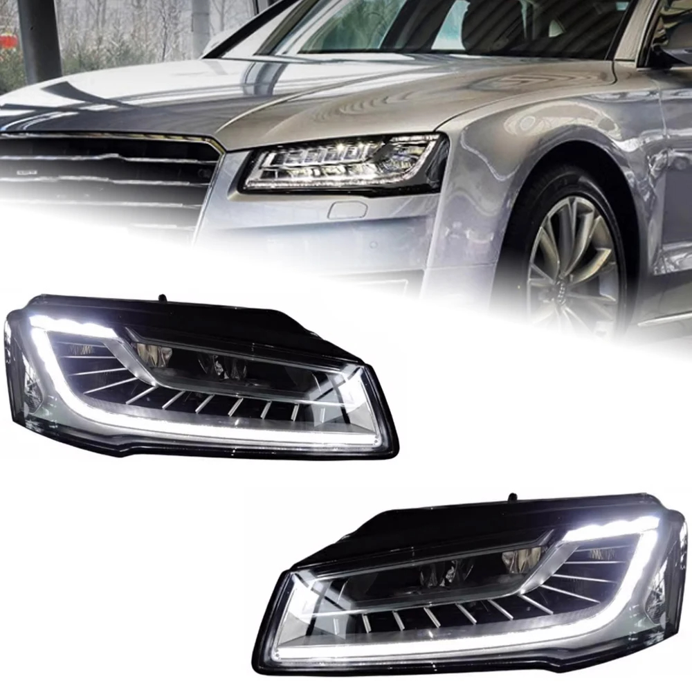 AKD Car Accessories Head Lamp for Audi A8 Headlights 2011-2017 A8L LED Headlight DRL Dynamic Singal High Low Beam