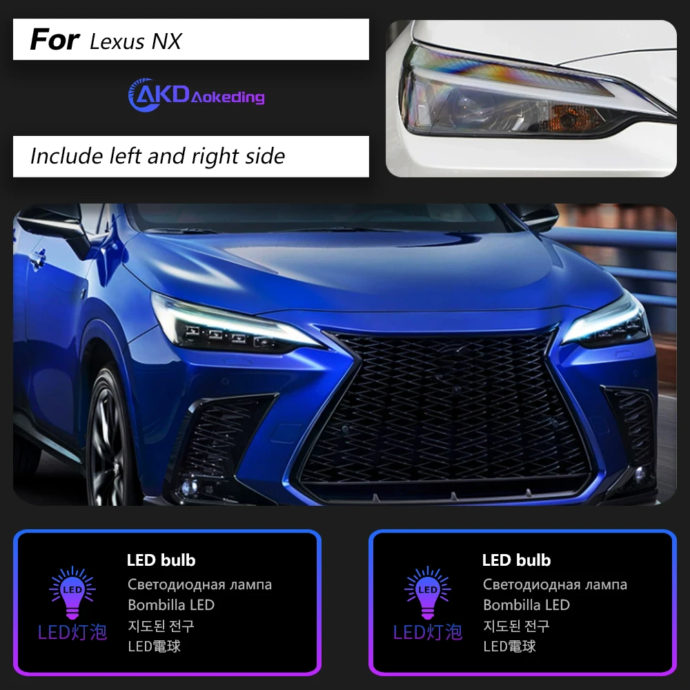 AKD Car Styling Head Lamp for Lexus NX NX200T Headlights 2022-2023 NX300H LED Headlight NX200 NX300 DRL Signal Auto Accessories