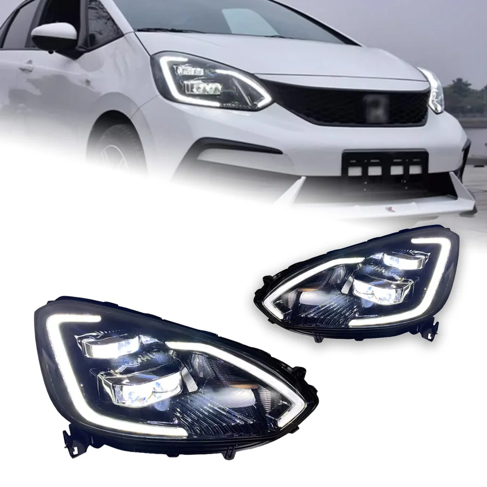 AKD Car Lights For Honda Jazz Fit 2020-2022 GR9 Life LED Auto Headlights Assembly Upgrade GT Design Bicofal Lens Dynamic Tools Accessories