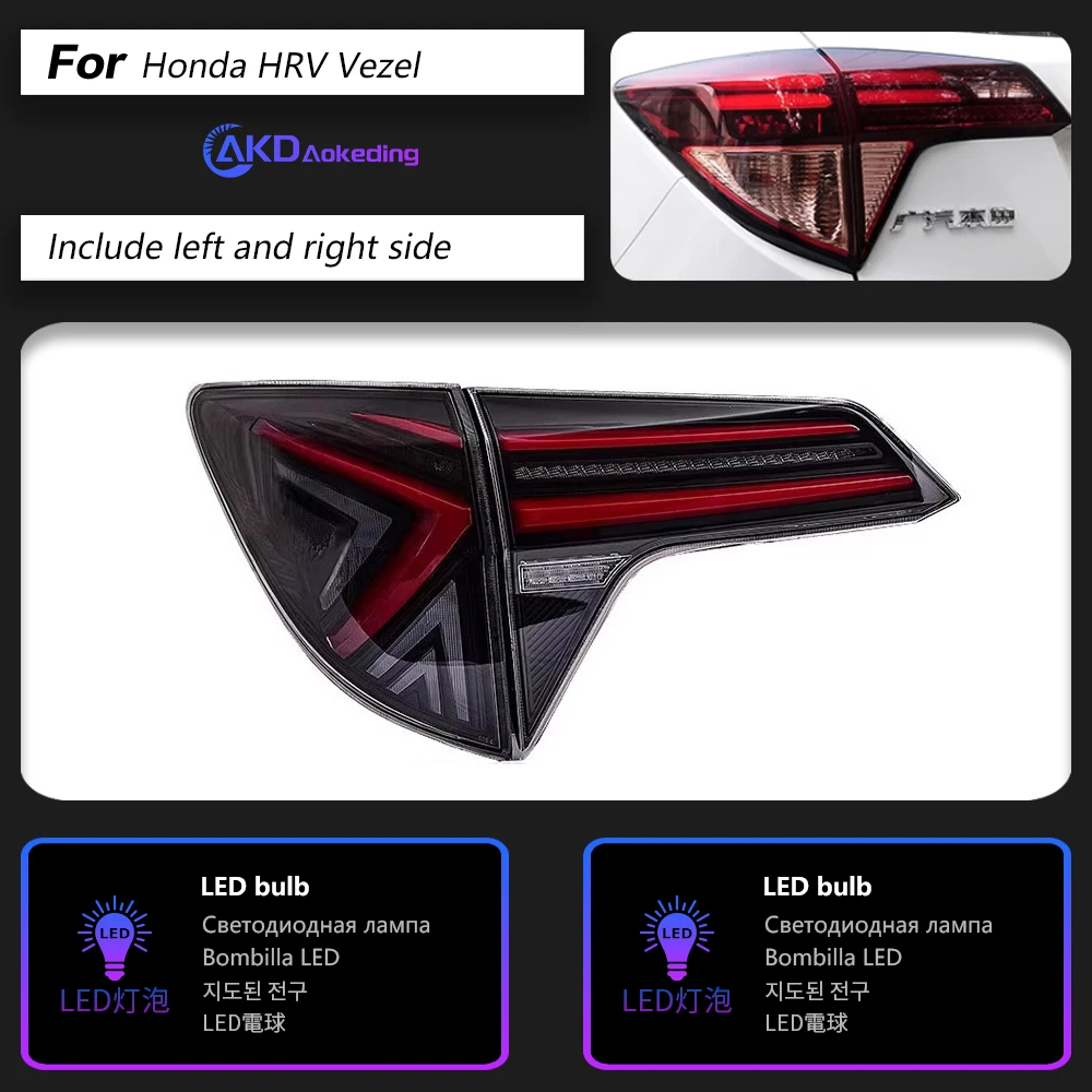 AKD Car Styling for Honda HR-V LED Tail Light 2015-2020 HRV Vezel Rear Fog Brake Turn Signal Auto Accessories