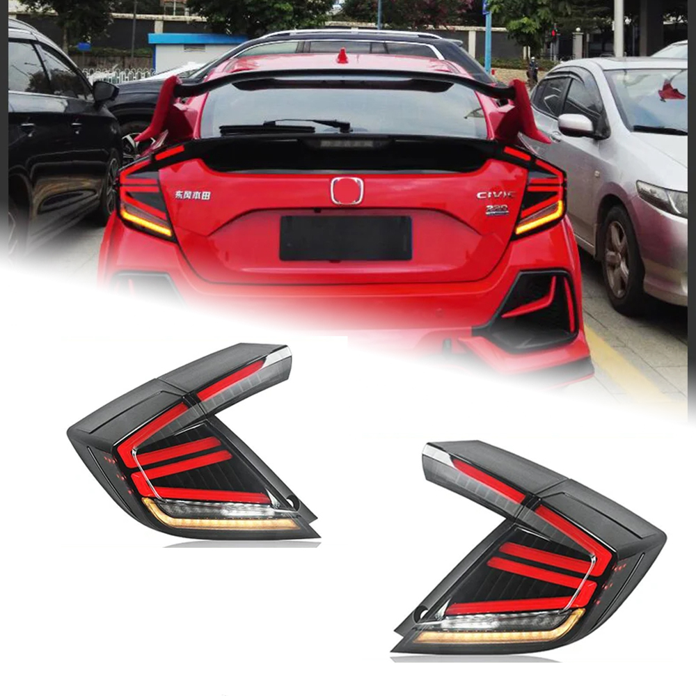 AKD Car Lights For Honda Civic X 2016-2021 Hatchback LED Auto Taillights Assembly Rear Lamp Dynamic Highlight Backlight Tools Accessories