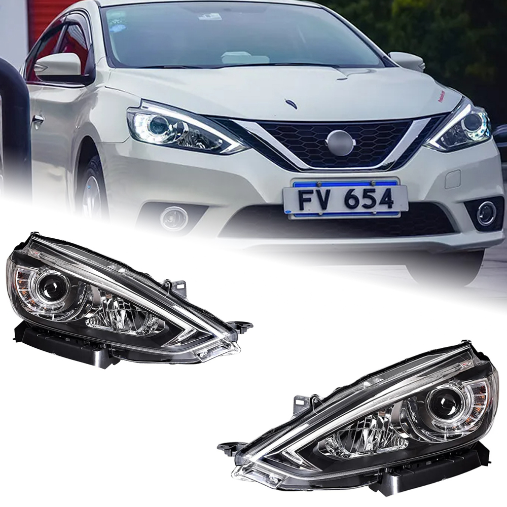 AKD Head Lamp for Nissan Sylphy LED Headlight 2016-2019 Headlights Sylphy DRL Turn Signal High Beam Angel Eye Projector A