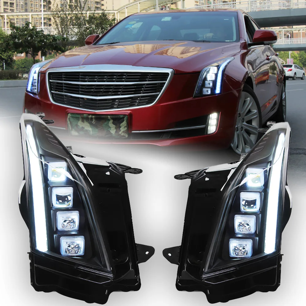 AKD Car Lights for Cadillac ATS LED Headlight Projector Lens 2014-2020 Head Lamp Front DRL Dynamic Signal Automotive Accessories